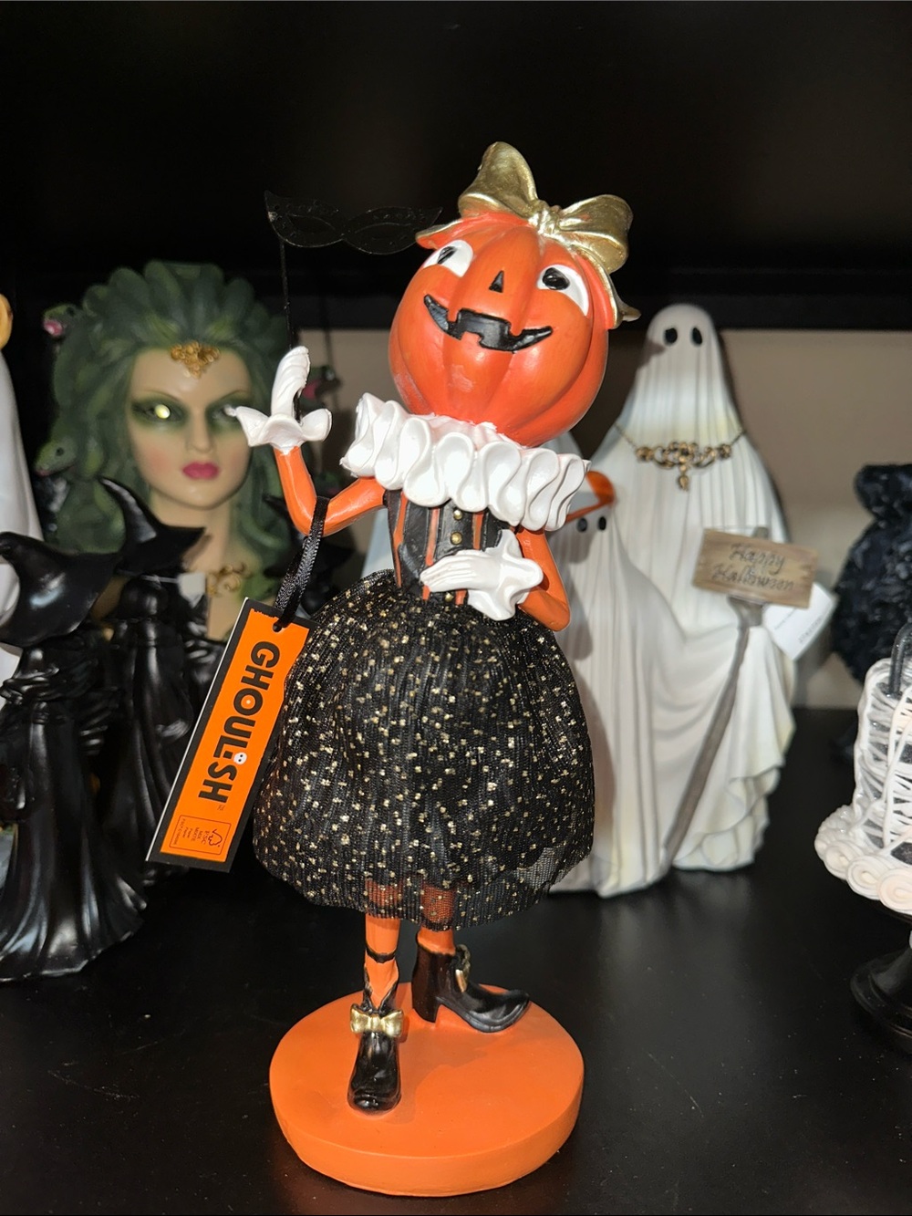 Unbranded Orange Pumpkin Mask Lady  Figurine